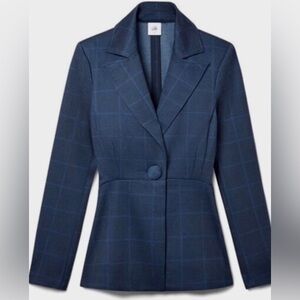 CAbi Sunset Kiss Plaid Blue Blazer Jacket, size 6
